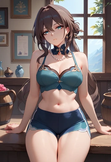 yoga shorts, ruan mei, star rail - AI generated anime art