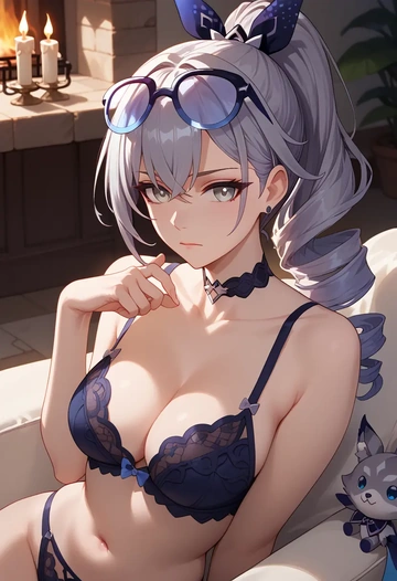 lingerie, silver wolf, star rail - AI generated anime art