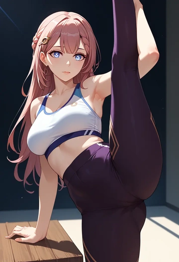 yoga shorts, bra, asta, star rail - AI generated anime art