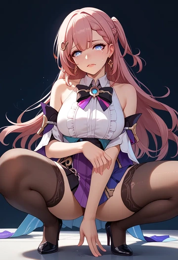 mini skirt, stockings, asta, star rail - AI generated anime art