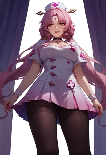 nurse pantyhose,mini skirt, sexy, fu xuan, star rail - AI generated anime art