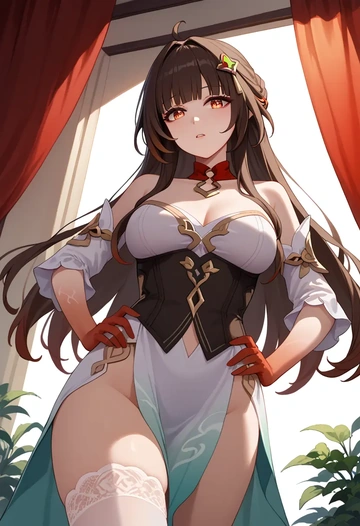 Victorian-era,stockings,sexy, lingsha, star rail - AI generated anime art