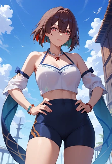 yoga shorts, xueyi, star rail - AI generated anime art