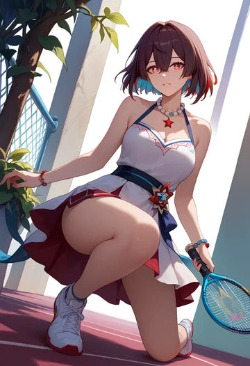 tennis skirt, xueyi, star rail - AI generated anime art