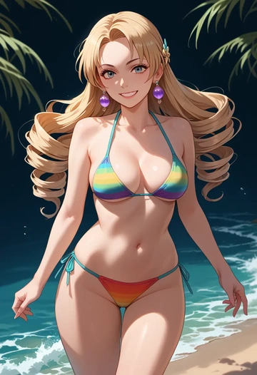 bikini,rainbow-colored,sexy, bronya rand, star rail - AI generated anime art