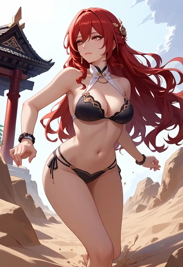 black bikini, himeko, star rail - AI generated anime art