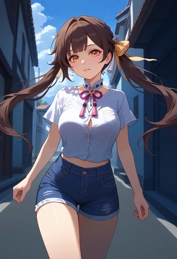 denim shorts, sushang, star rail - AI generated anime art