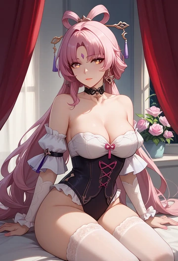 Victorian-era,stockings,sexy, fu xuan, star rail - AI generated anime art