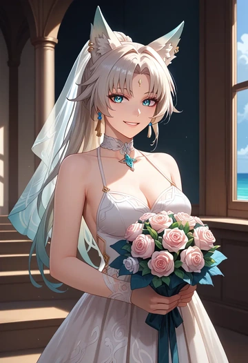 wedding, feixiao, star rail - AI generated anime art