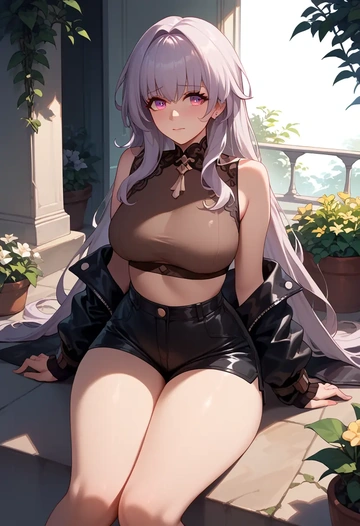 leather,shorts,crop top, clara, star rail - AI generated anime art