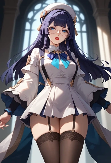 secretary,stockings, pela, star rail - AI generated anime art