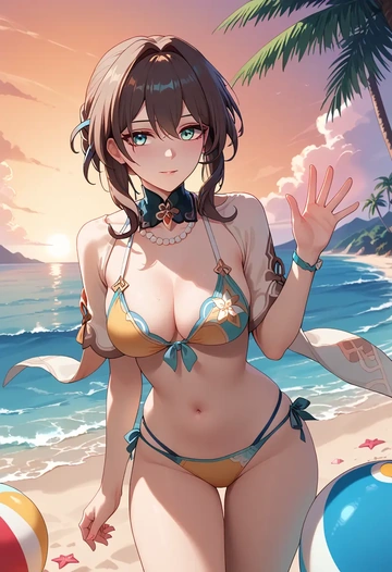 bikini, ruan mei, star rail - AI generated anime art