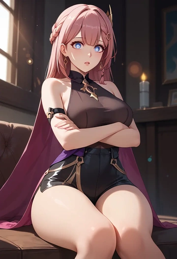 leather,shorts, asta, star rail - AI generated anime art