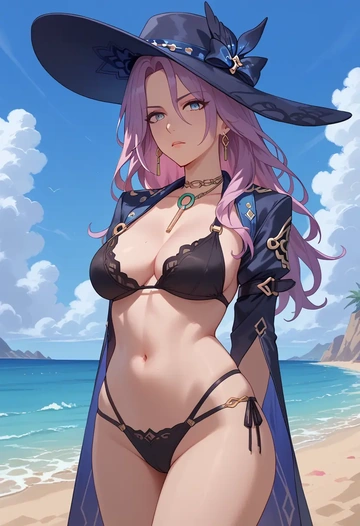 black bikini, jade, star rail - AI generated anime art