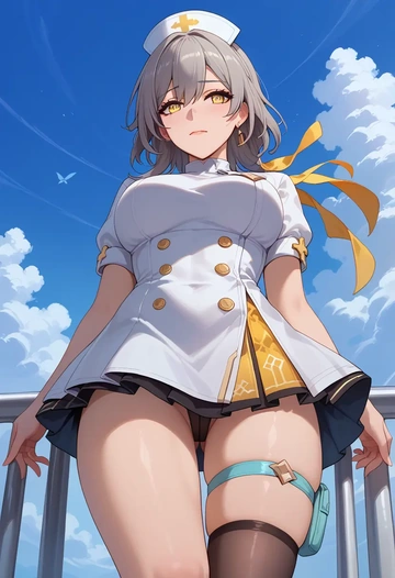 nurse pantyhose,mini skirt, sexy, stelle, star rail - AI generated anime art