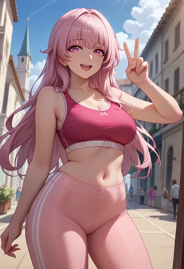 yoga shorts, bra, clara, star rail - AI generated anime art