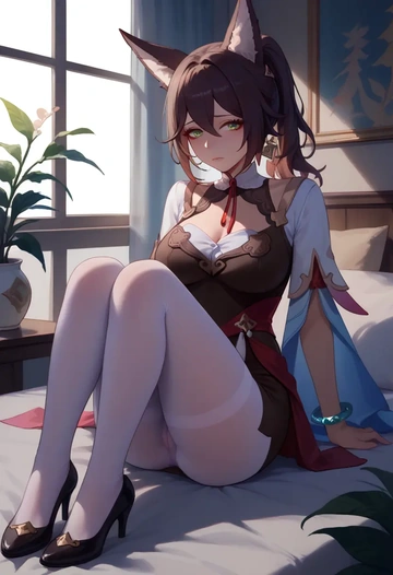 shorts, pantyhose, tingyun, star rail - AI generated anime art