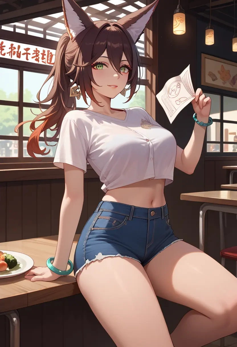 denim shorts, tingyun, star rail - 