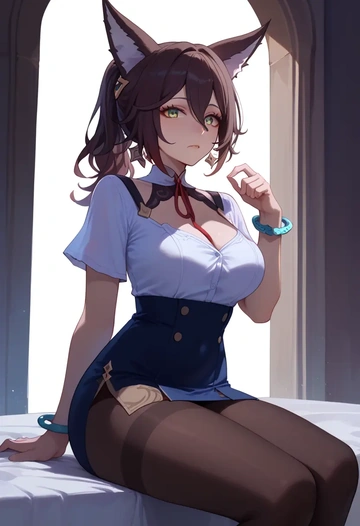 shorts, pantyhose, tingyun, star rail - AI generated anime art