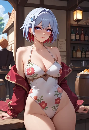 swimsuit,floral print, topaz, star rail - AI generated anime art