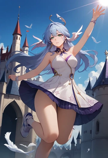 tennis skirt, robin, star rail - AI generated anime art