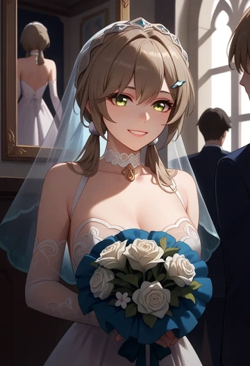 wedding, qingque, star rail - AI generated anime art