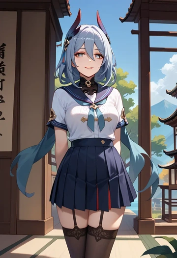 jk uniform, stockings, hanya, star rail - AI generated anime art