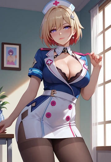 nurse, pantyhose,mini skirt, topaz, star rail - AI generated anime art