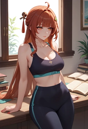 yoga shorts, bra, lingsha, star rail - AI generated anime art