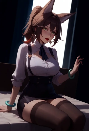 secretary,stockings, tingyun, star rail - AI generated anime art