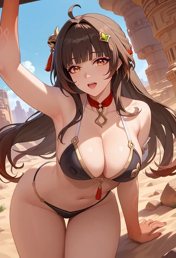 bikini, lingsha, star rail - AI generated anime art