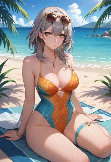 swimsuit,sexy, stelle, star rail - AI generated anime art