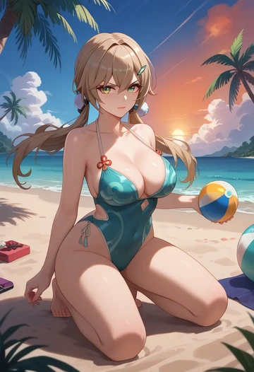 bikini, qingque, star rail - AI generated anime art