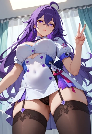 nurse pantyhose,mini skirt, sexy, seele, star rail - AI generated anime art