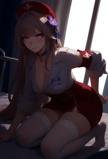 nurse,stockings,sexy,panties, herta, star rail - AI generated anime art