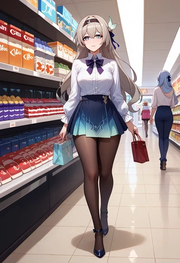 shorts, pantyhose, firefly, star rail - AI generated anime art