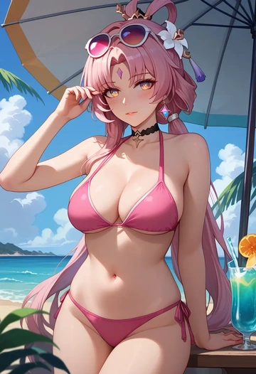 bikini, fu xuan, star rail - AI generated anime art