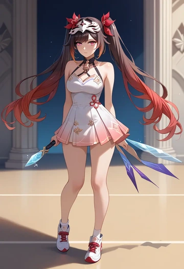 tennis skirt, sparkle, star rail - AI generated anime art