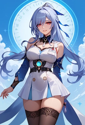 nurse pantyhose,mini skirt, sexy, jingliu, star rail - AI generated anime art