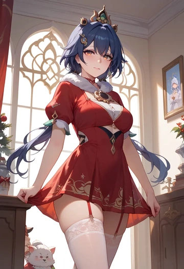 Christmas,sexy, stockings,, yunli, star rail - AI generated anime art