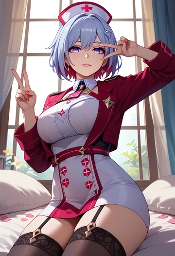 nurse pantyhose,mini skirt, sexy, topaz, star rail - AI generated anime art