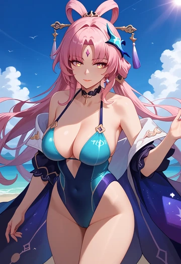 swimsuit,sexy, fu xuan, star rail - AI generated anime art