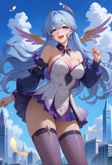 mini skirt, stockings, robin, star rail - AI generated anime art