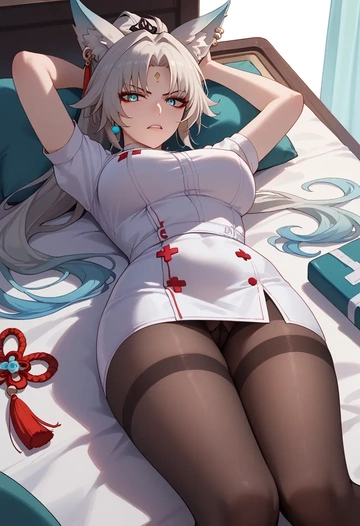 nurse pantyhose,mini skirt, sexy, feixiao, star rail - AI generated anime art