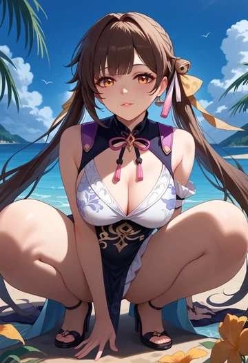 swimsuit,floral print, sushang, star rail - AI generated anime art