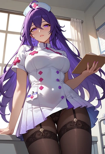 nurse pantyhose,mini skirt, sexy, seele, star rail - AI generated anime art