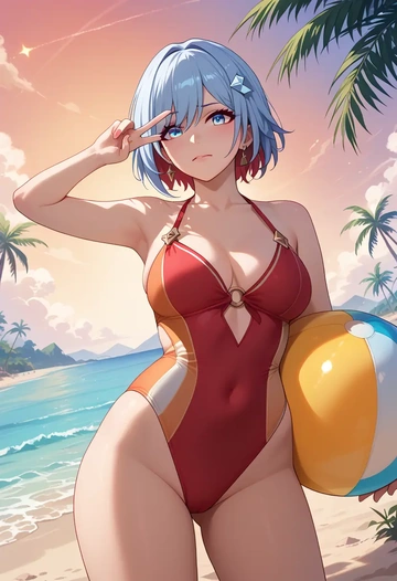 bikini, topaz, star rail - AI generated anime art