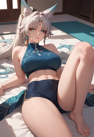 yoga shorts, feixiao, star rail - AI generated anime art