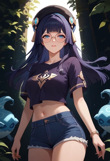 denim shorts, pela, star rail - AI generated anime art