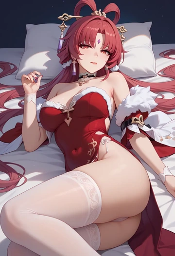 Christmas,sexy, stockings,, fu xuan, star rail - AI generated anime art